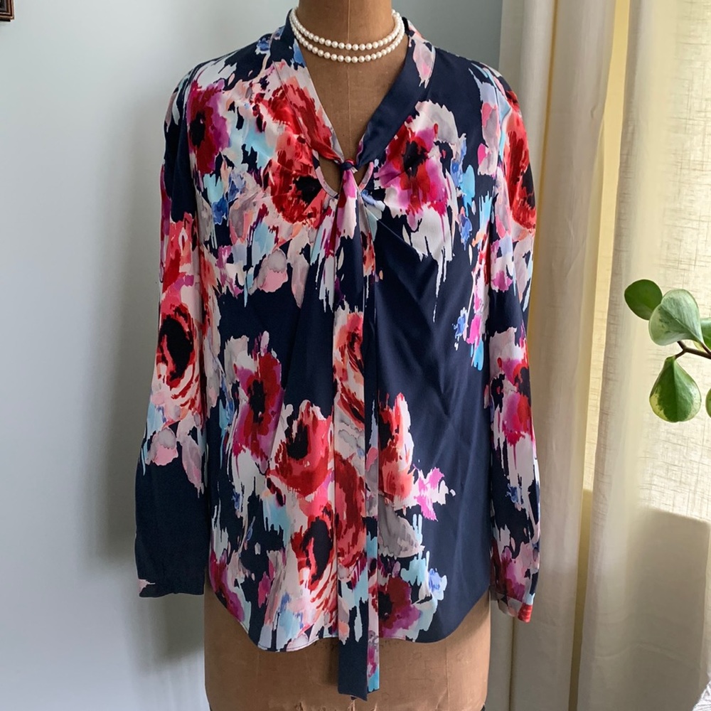 Navy floral abstract Kate spade blouse
